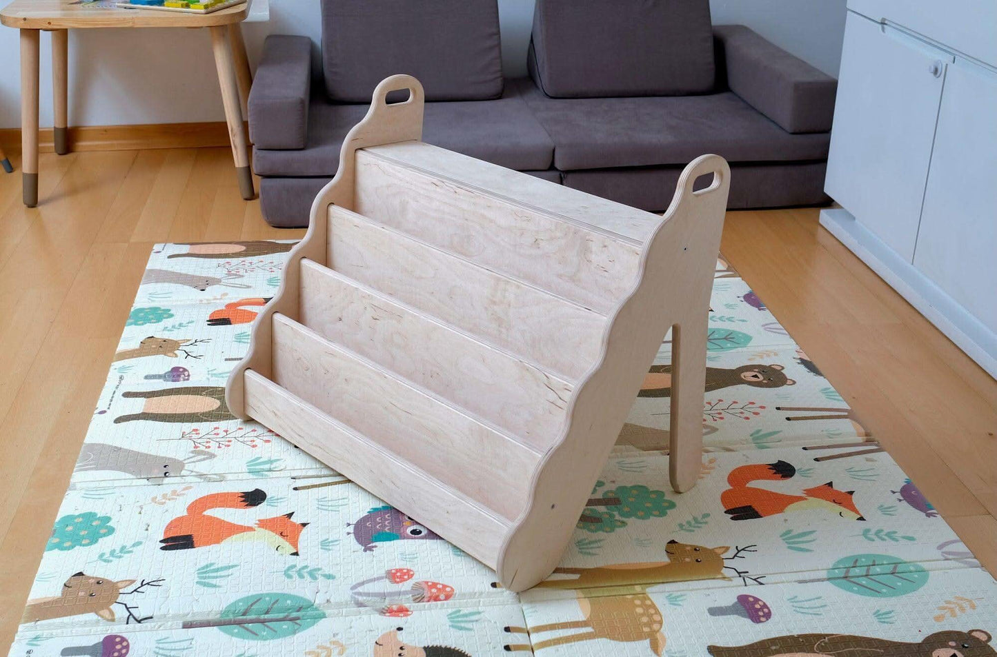 Wave Design Wooden Bookshelf / Large Size-4